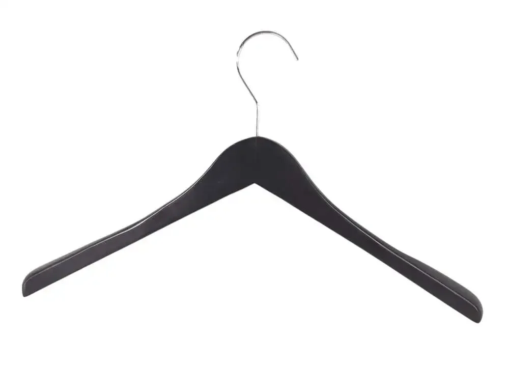 Moose Knuckles Heavy Duty Wooden Coat Hangers Set of 4 Two Sizes Black